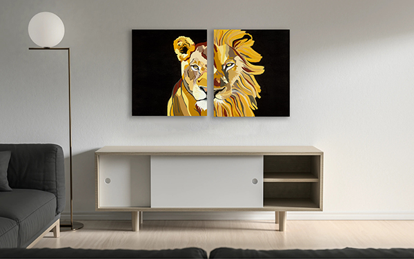 אריה ולביאה-פופ ארט