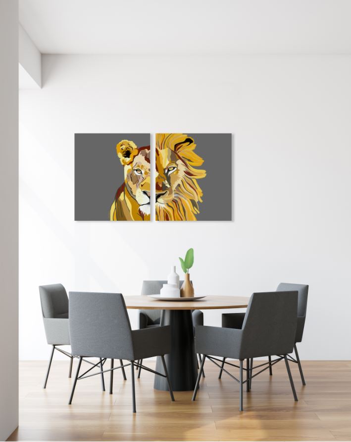 ציורים למכירה - אריה ולביאה