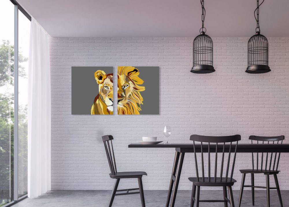 ציורים למטבח - אריה ולביאה