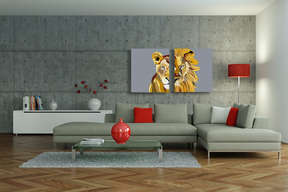 ציורים למכירה - לביאה ואריה